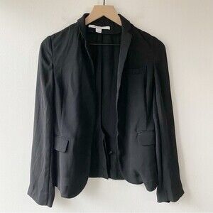 diane von furstenberg black crepe lightweight open front blazer